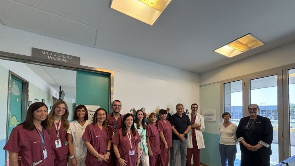Miembros del equipo de Urgencias del hospital y Maria del Mar López, la viuda de Ureña. - HUAV