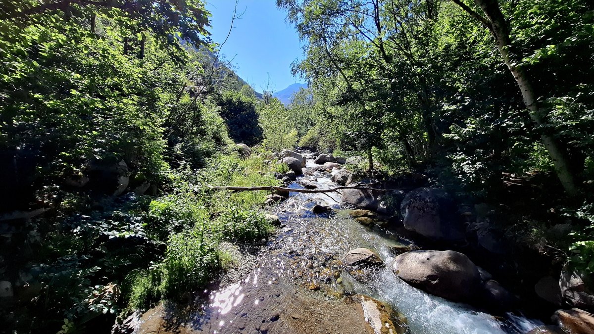 El sendero recorre el río Aiguamòg en Tredòs.