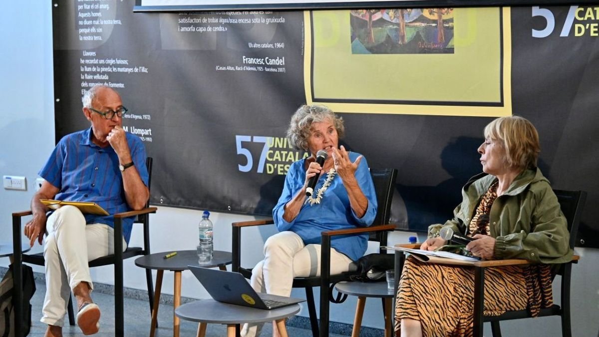 Josep Cruanyes, Mireia Freixa y Carmen Berlabé, ayer en Prada. - UCE