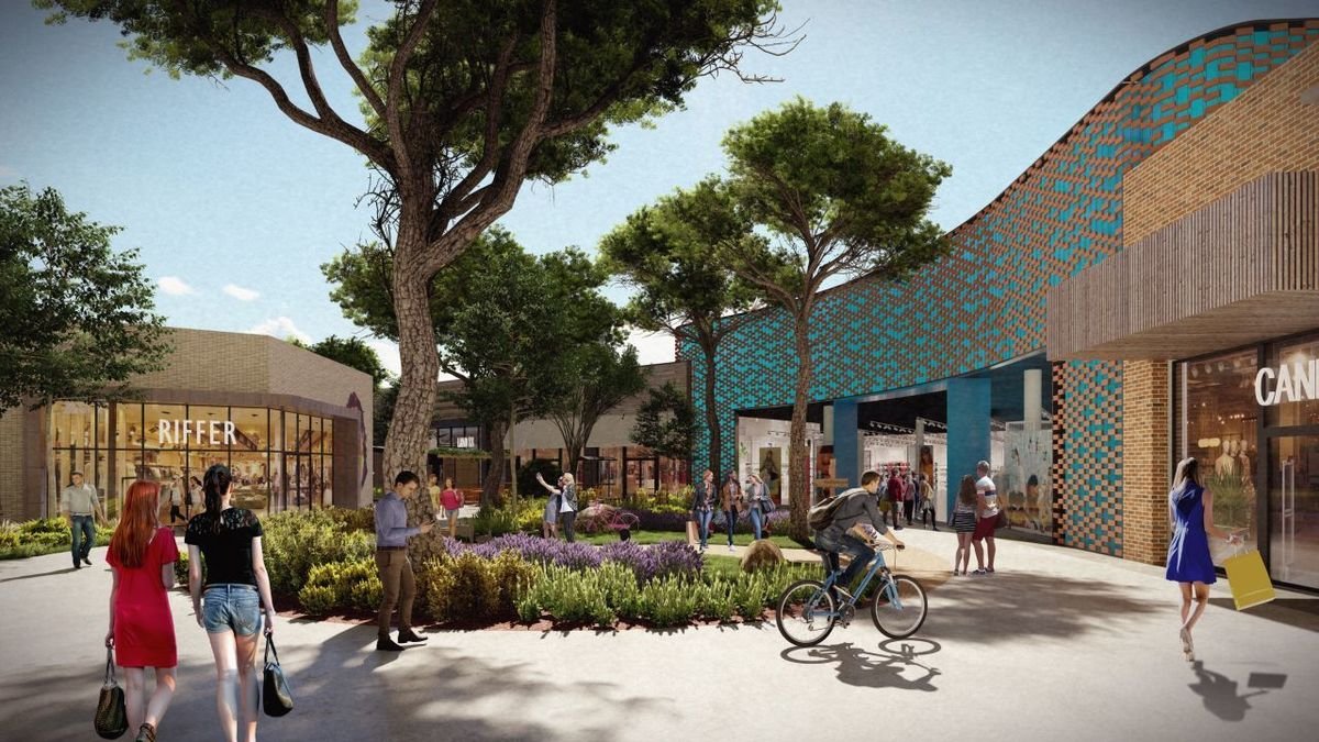Recreación virtual de parte del parque comercio y de ocio de Torre Salses. - PROMENADE
