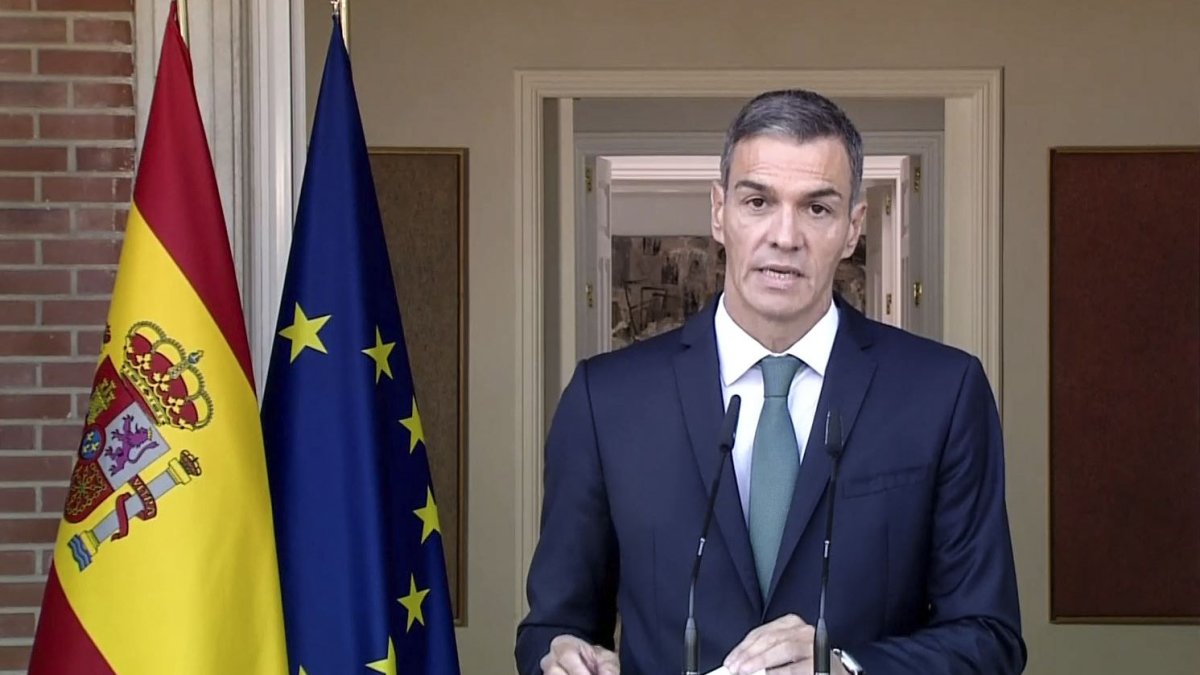 La compareixença del president del govern espanyol, Pedro Sánchez, aquest dilluns al Palau de la Moncloa per anunciar nou mesures contra Israel davant del 