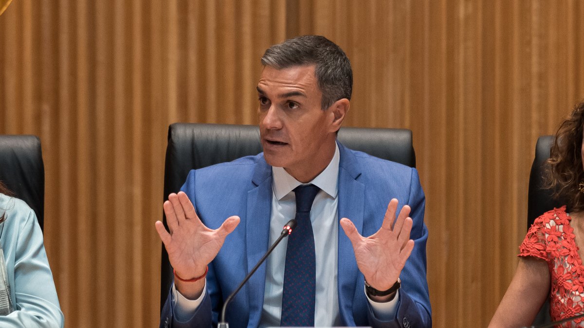 El president del govern espanyol, Pedro Sánchez, aquest dilluns en la reunió del grup socialista al Congrés.