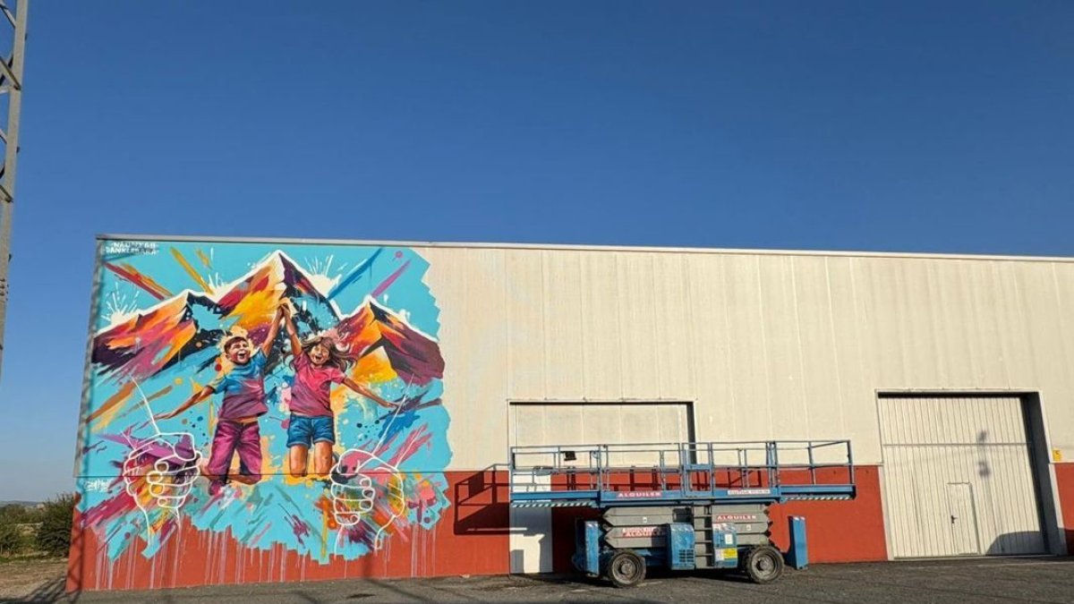 El mural que se está pintando en el pabellón de Gerb. - A. O. B