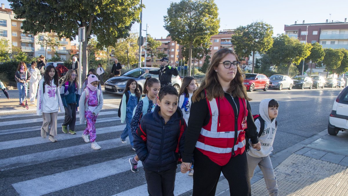 La ruta de l'escola Maria Mercè Marçal aquest dimecres al matí.