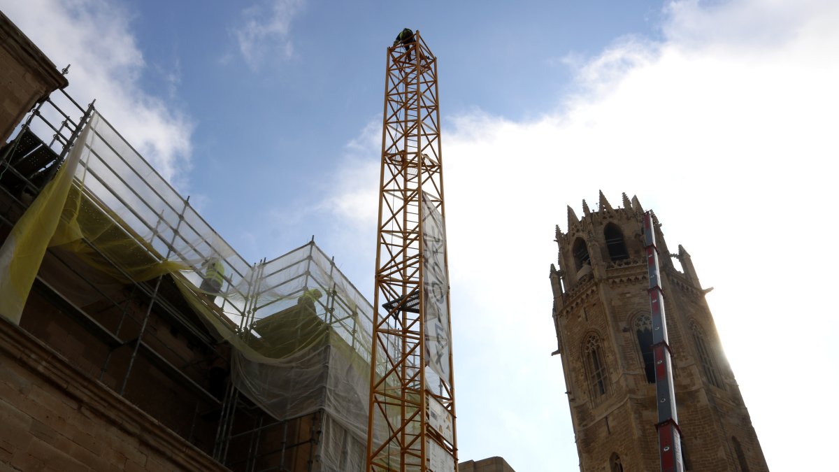 La Seu Vella de Lleida durante las obras.
