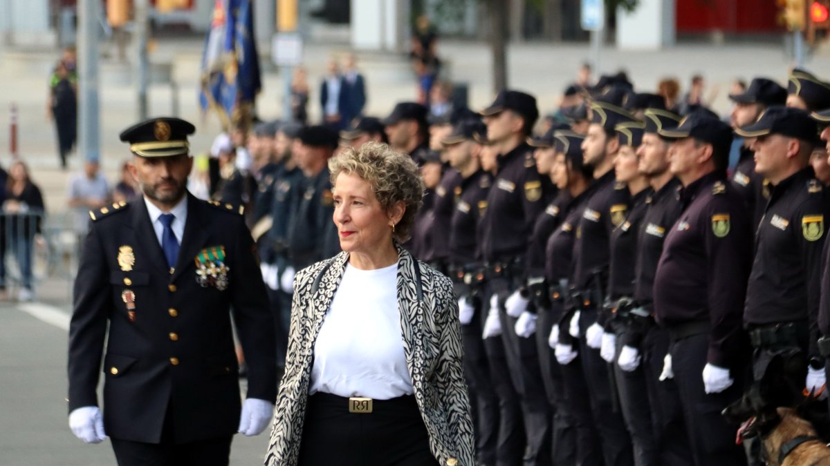 La secretària d'estat de Seguretat, Aina Calvo, a l'arribada al Dia de la Policia Nacional de Catalunya.