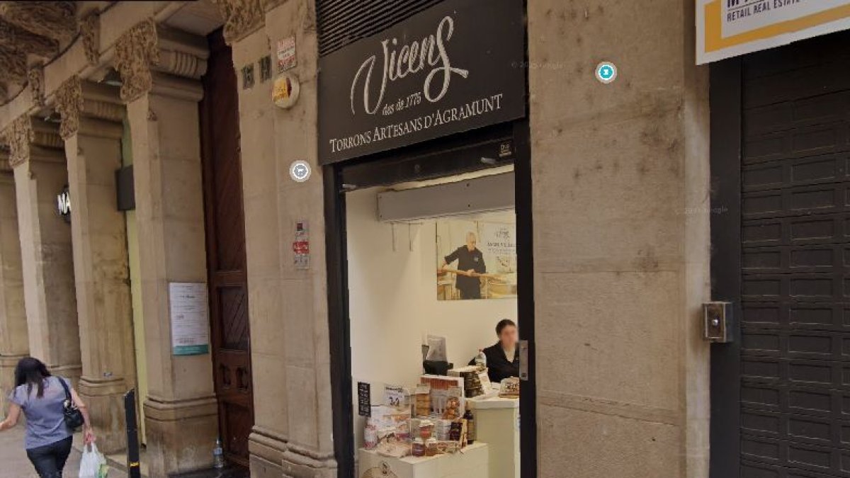 La botiga actual de Torrons Vicens al carrer Major de Lleida.