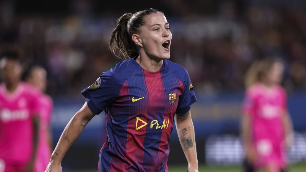 Clàudia Pina celebra el gol que va inaugurar el marcador. - EUROPA PRESS