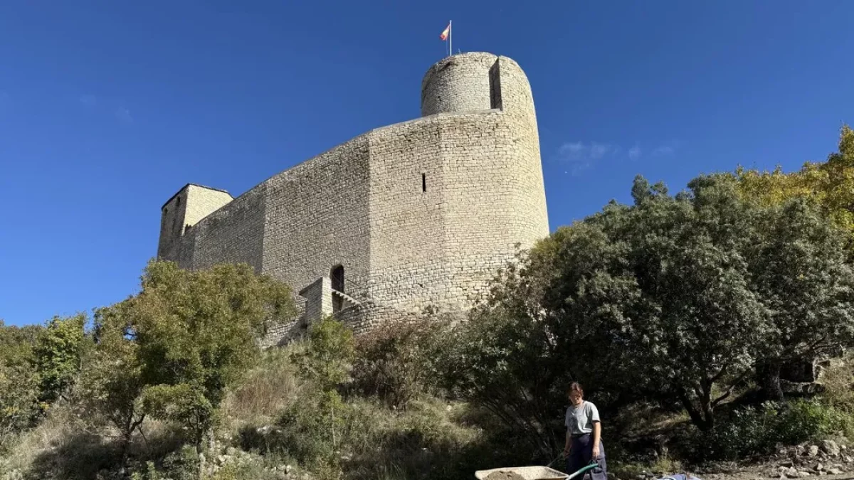 L’excavació arqueològica, al costat del castell de Mur. - MARTA LLUVICH / ACN