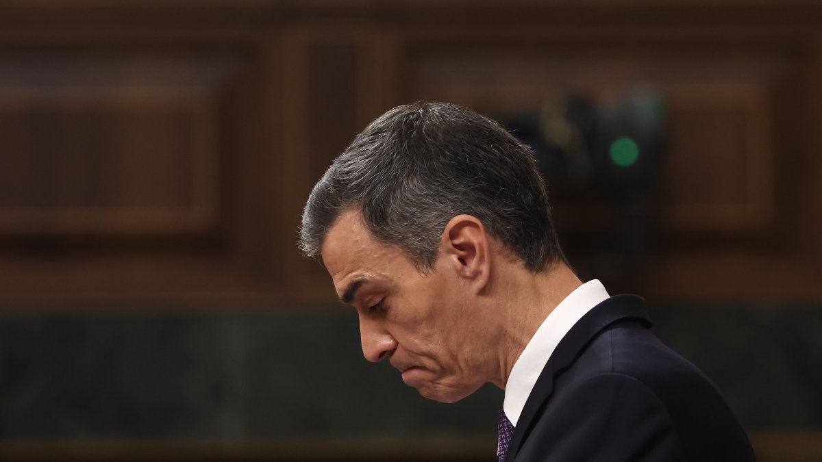El presidente del Gobierno, Pedro Sánchez, durante una sesión de control al Gobierno en el Congreso.