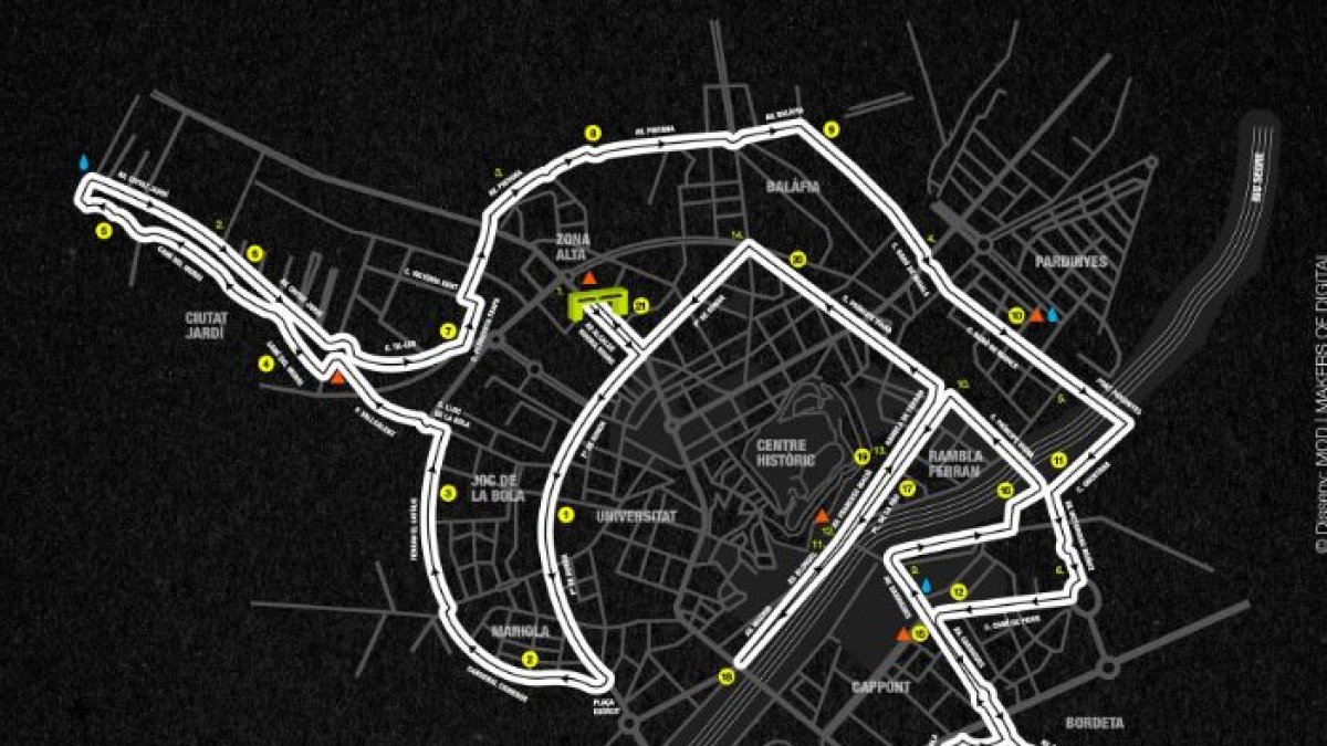 El mapa de la cursa de 21 quilòmetres.