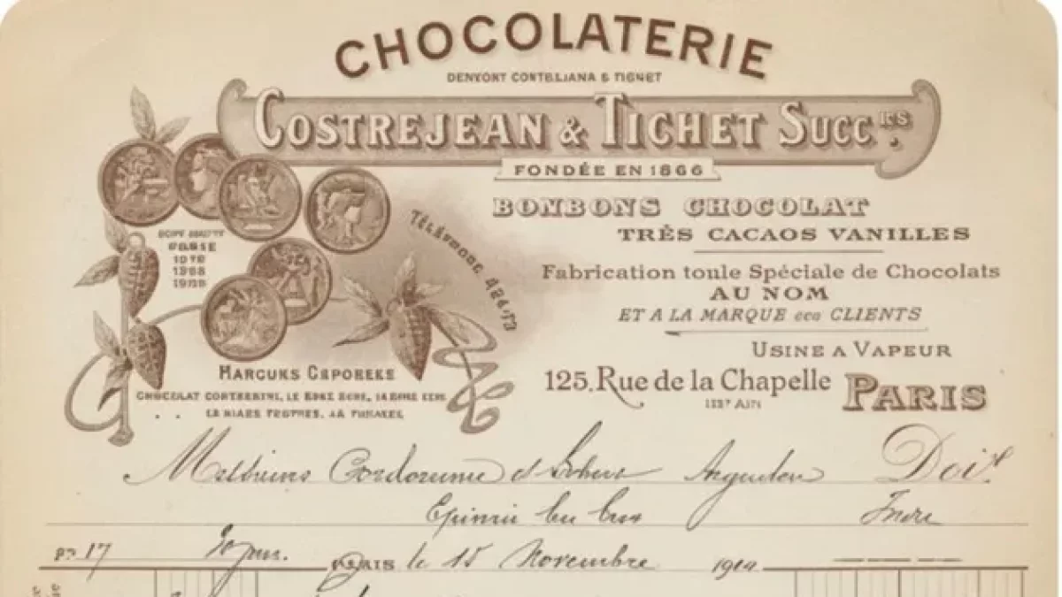 Factura de la xocolateria vinculada a Dousset-Simó, de 1914.
