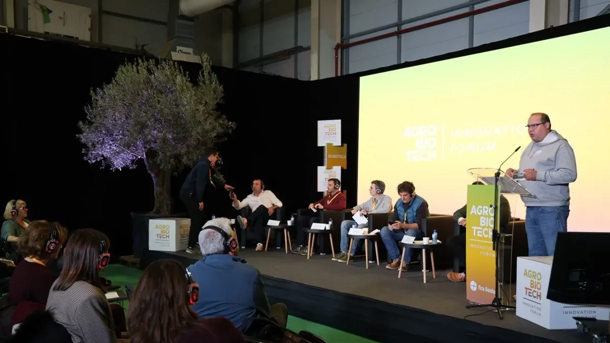 La taula redona sobre biogàs organitzada ahir per Unió de Pagesos a la fira Agrobiotech. - AMADO FORROLLA