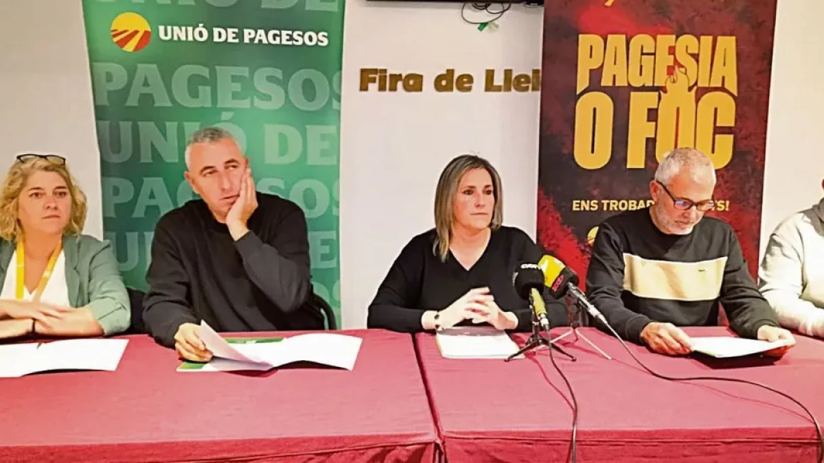 Carol Aixut, Jaume Gardeñes, Raquel Serret, Josep Maria Pijuan i Néstor Serra van fer el balanç d’UP de l’any agrari. - SEGRE