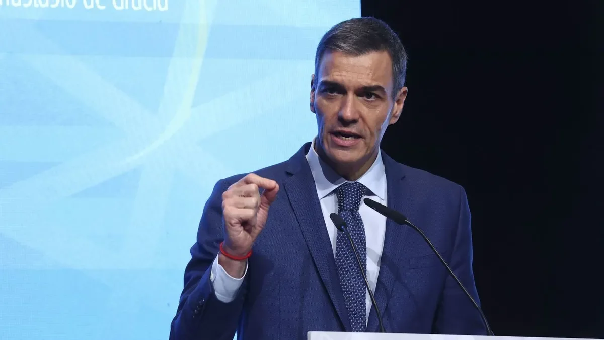 El presidente del Gobierno, Pedro Sánchez, durante un acto este lunes en Madrid. - EFE
