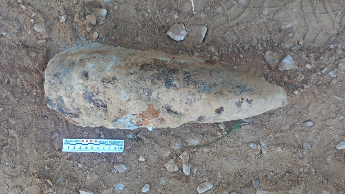 El projectil trobat a Linyola.