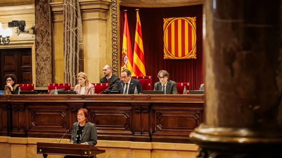 La diputada republicana Montse Bergés va defensar la moció ahir en el ple del Parlament. - PARLAMENT