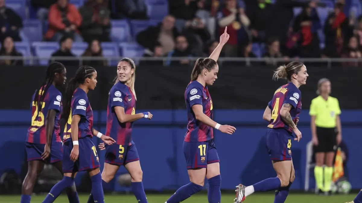 La polonesa Pajor celebra el gol que obria el camí de la victòria blaugrana davant del Benfica al Johan Cruyff. - EUROPA PRESS