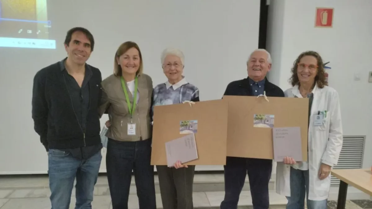 Paquita Villoria i Ramón Tosquella, divendres, durant l’acte a la Capella de la UTC de Lleida. - GSS