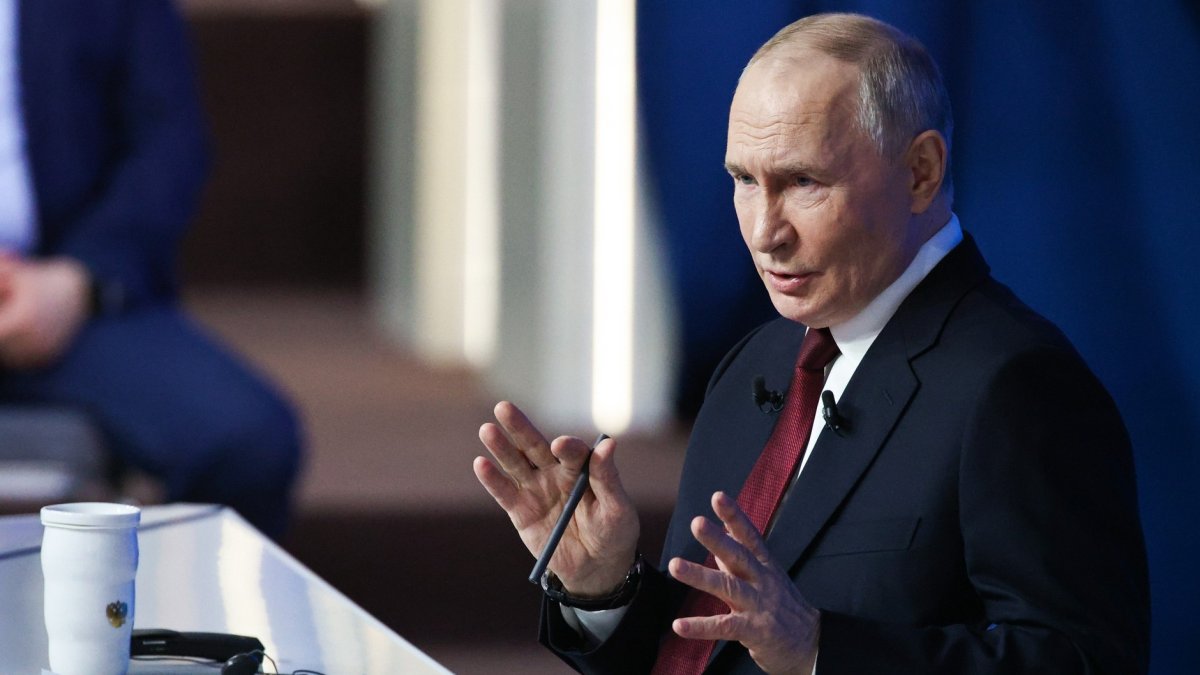 El president de Rússia, Vladimir Putin, durant la seua compareixença.