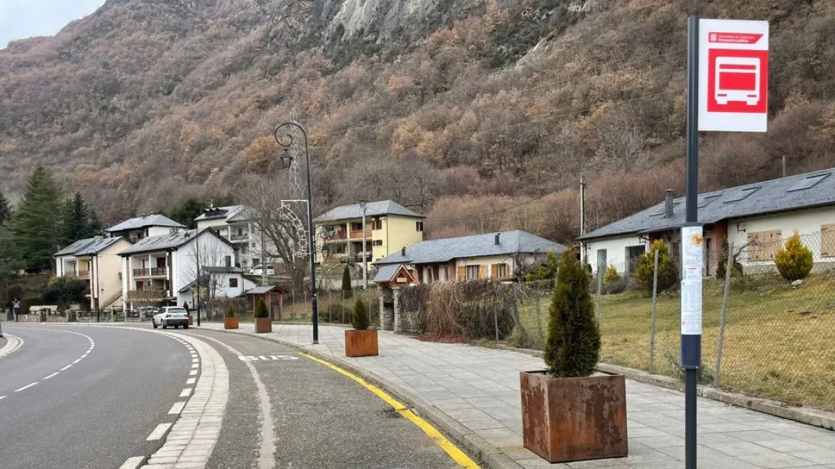 L’actual parada del bus a Barruera.