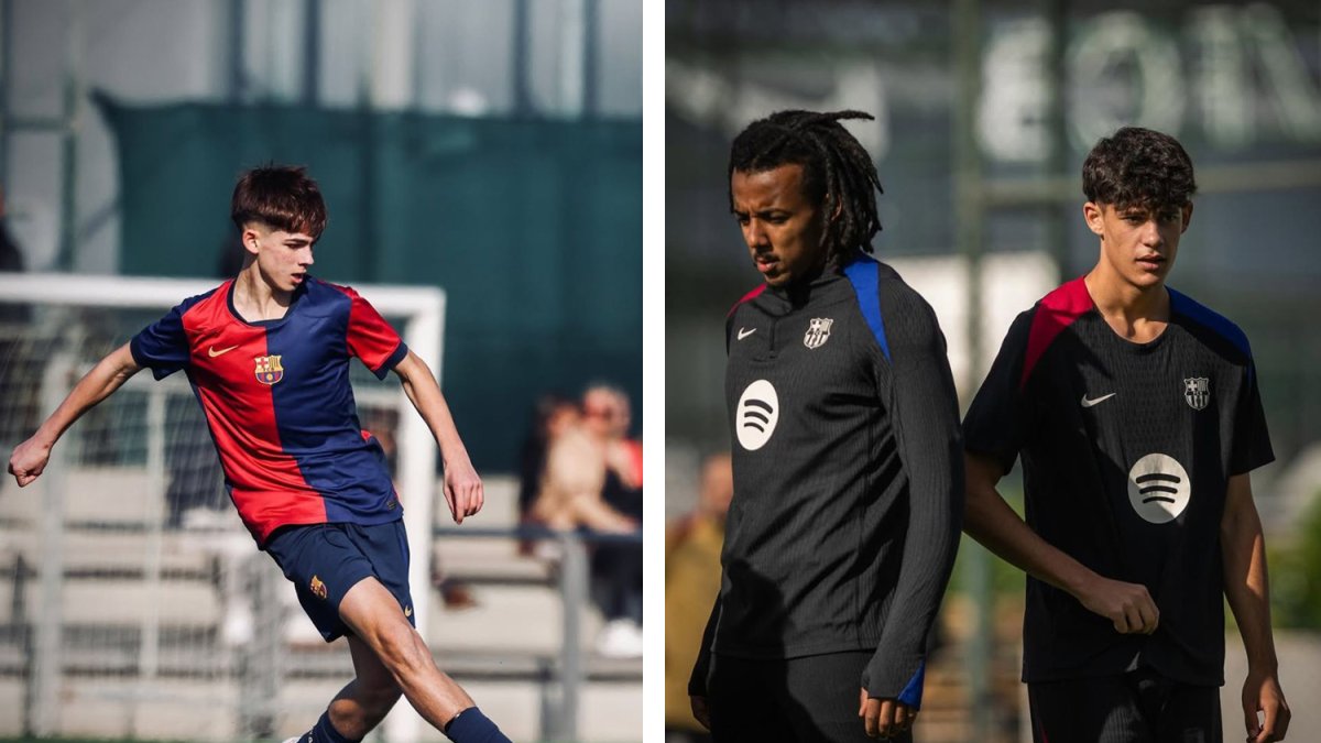 Gerard Mullol (izquierda) y Àlex Campos (derecha), este en un entrenamiento con el primer equipo.