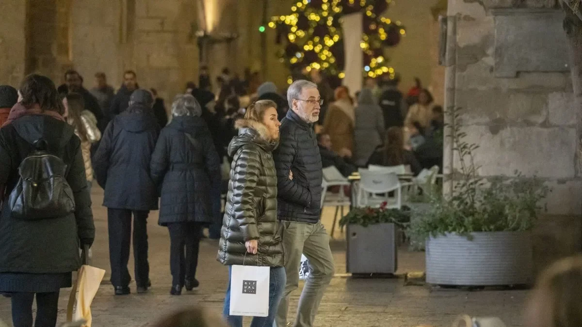Vista del Eix Comercial de Lleida que abrió ayer domingo, último festivo de la campaña navideña. - PAU PASCUAL PRAT