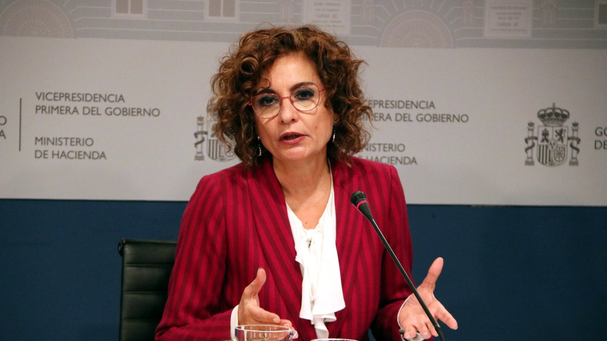 La vicepresidenta primera del gobierno español, Maria Jesús Montero, durante la presentación del nuevo modelo de financiación.