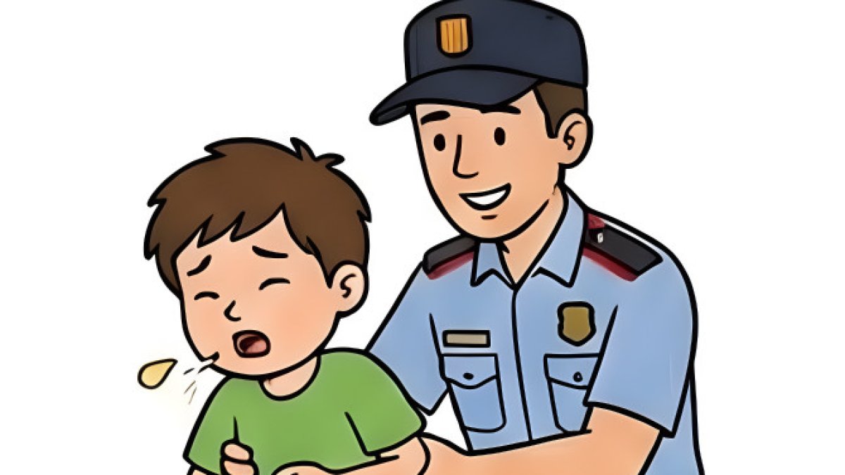 Un niño después de recibir la maniobra de Heimlich.
