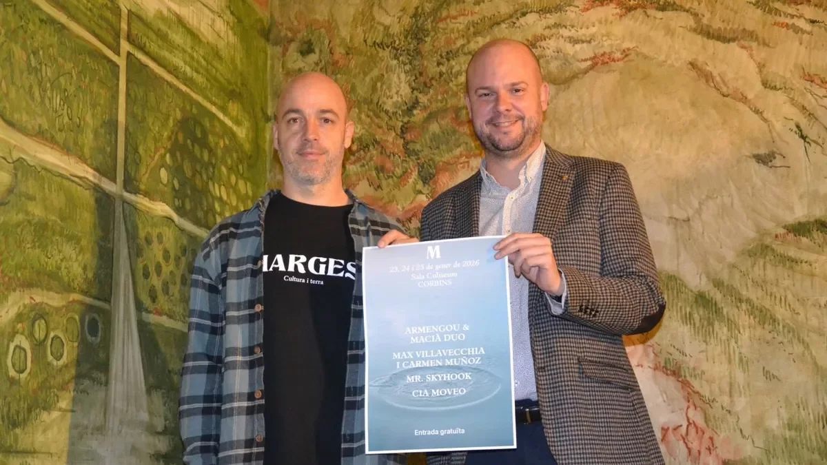 El director, Pol Alonso, y el alcalde, Jordi Verdú, en la presentación. - DIPUTACIÓN DE LLEIDA