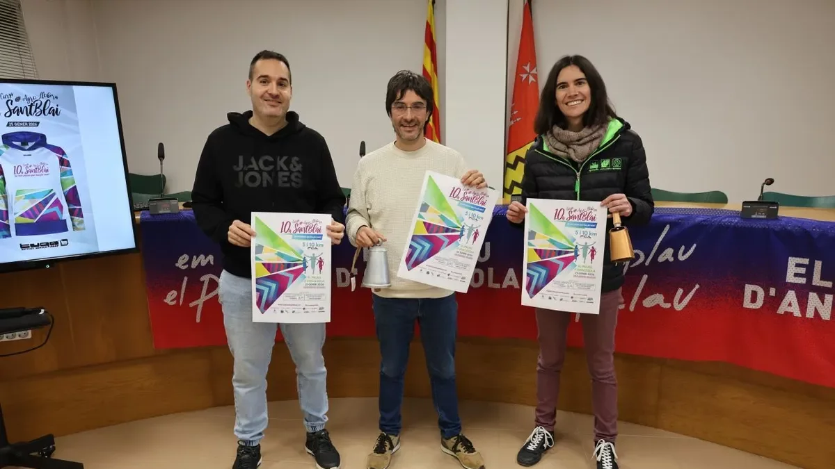 Marc Solé, Francesc Balcells  i Elena Llobera, en la presentació de la prova. - J. GÓMEZ