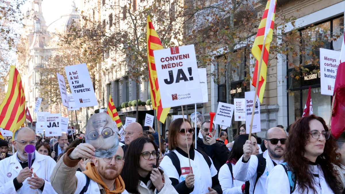 La manifestació de metges del 15 de gener a Barcelona.