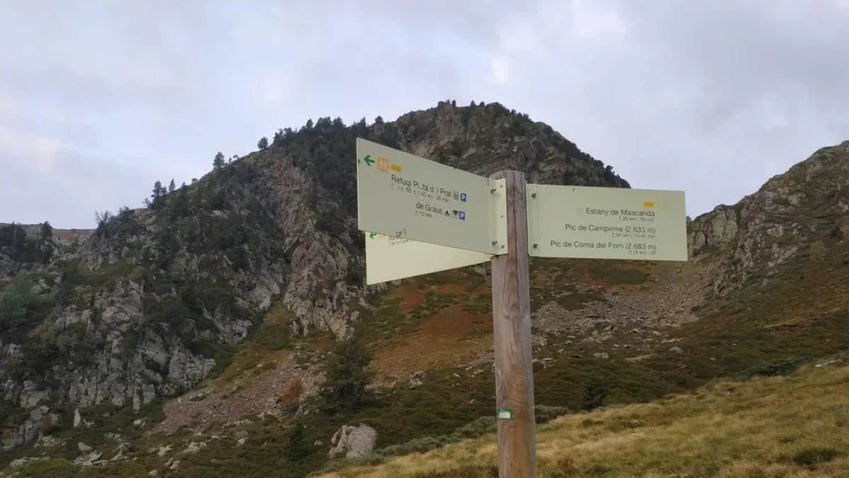 Senyalització de la ruta Refugi Pleta del Prat-pic Campirme. - A. L.