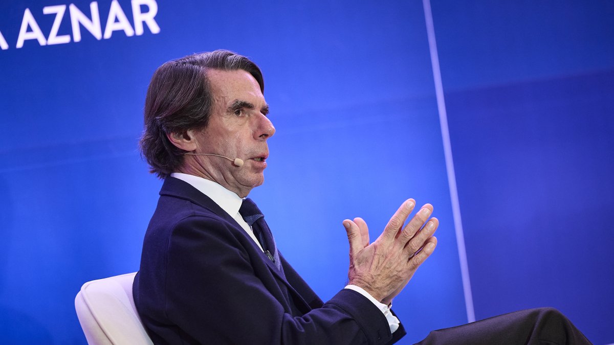 L’expresident del govern espanyol, José María Aznar, durant la presentació del seu últim llibre ‘Orden y Libertad’.