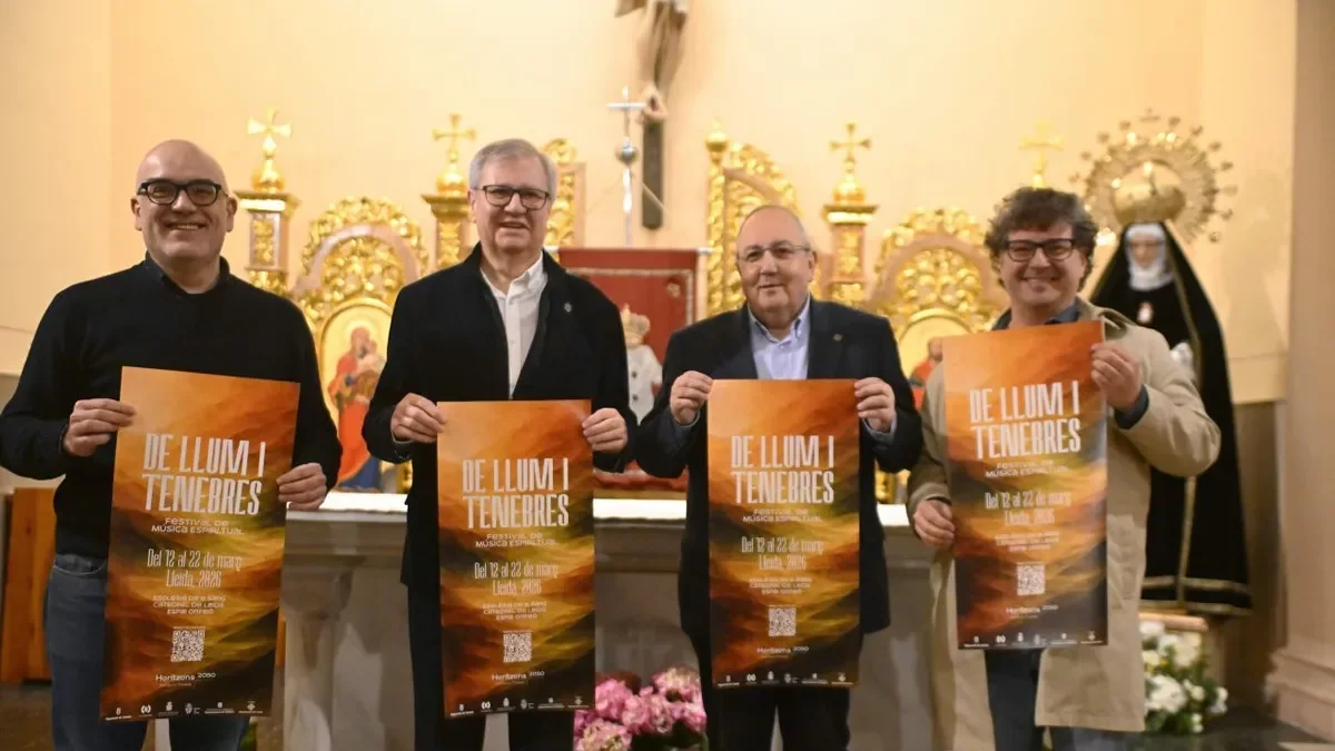 Presentació ahir a l’església de la Sang de la segona edició del festival ‘De llum i tenebres’ de Lleida. - SANTI IGLESIAS