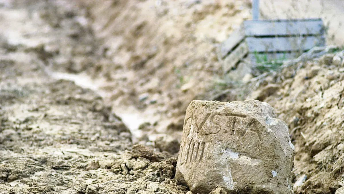 Aquest altre mil·liari va ser trobat al costat del camí entre Almacelles i Esplús el 2000. - SEGRE