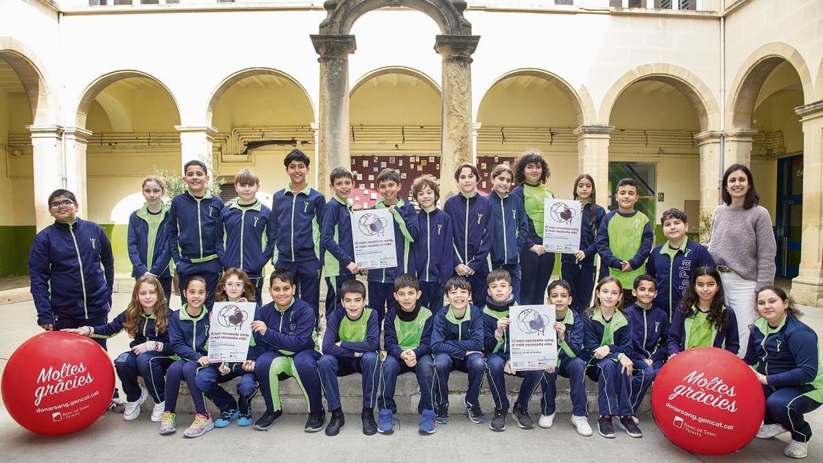 Foto de grupo de la clase de 5º de Primaria de la Escola Pia que organiza este curso la campaña. - LAIA PEDRÓS