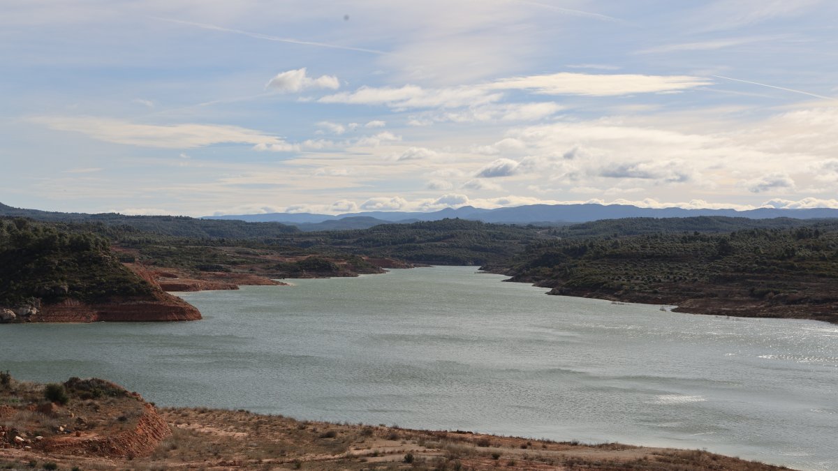 Una vista del pantà de l'Albagés aquest dilluns.