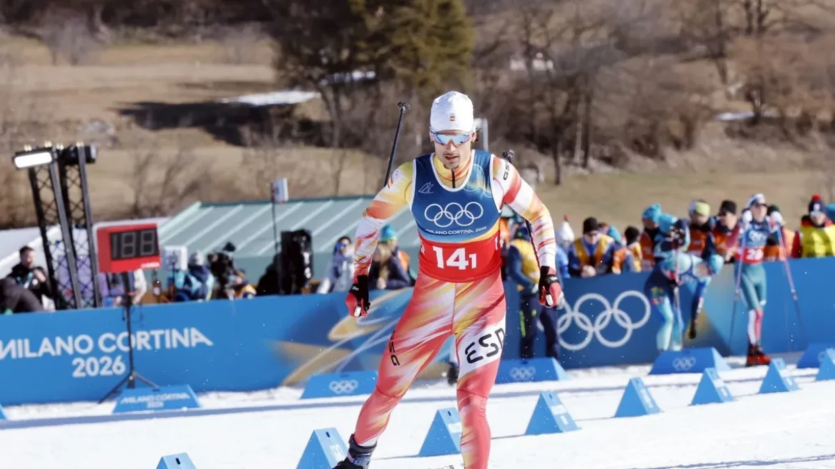 Jaume Pueyo, en plena acció ahir durant la prova esprint lliure per equips dels Jocs. - COE