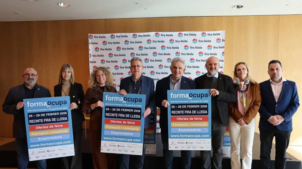 La presentació ahir del saló de formació i ocupació FormaOcupa. - AMADO FORROLLA