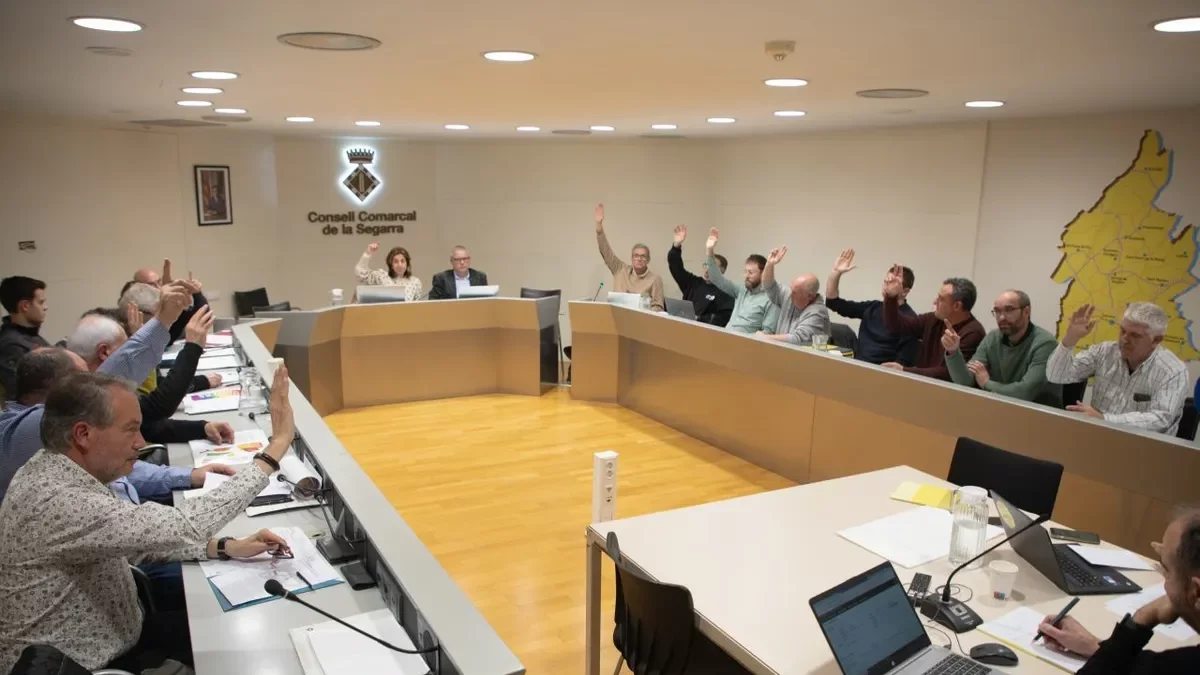 Els alcaldes de la Segarra van aprovar la declaració ahir a la seu del Consell Comarcal. - JORDI BONILLA