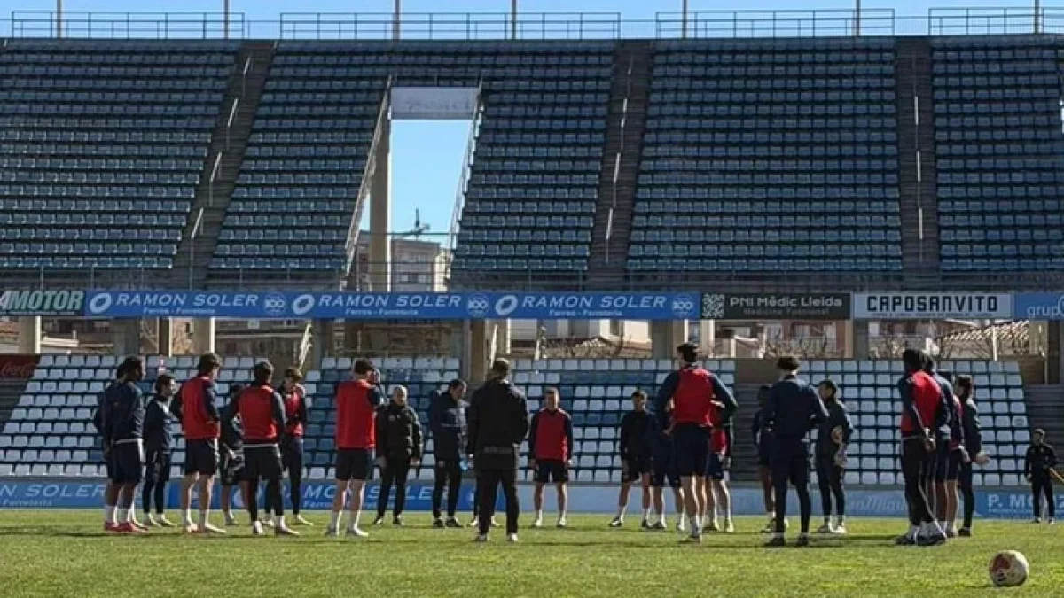 El Atlètic Lleida se entrenó ayer en el Camp d’Esports. - ATLÈTIC LLEIDA