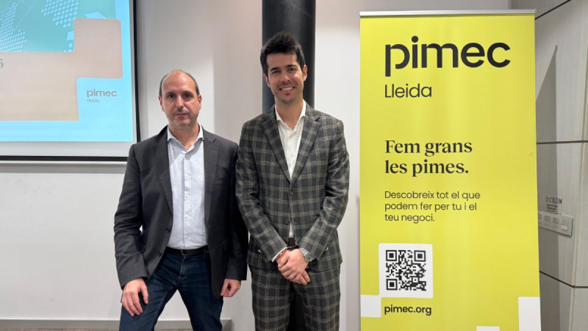 El director de l'àrea econòmica i empresa de PIMEC, Carles Mas, i el president de PIMEC Lleida, Borja Solans.
