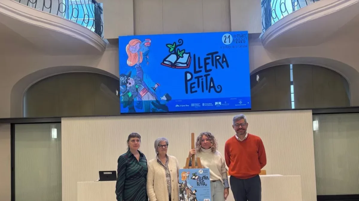 Mertxe París , Montse Parra, Pilar Bosch i Andreu Vázquez, ahir en la presentació del cartell. - N.CODONY