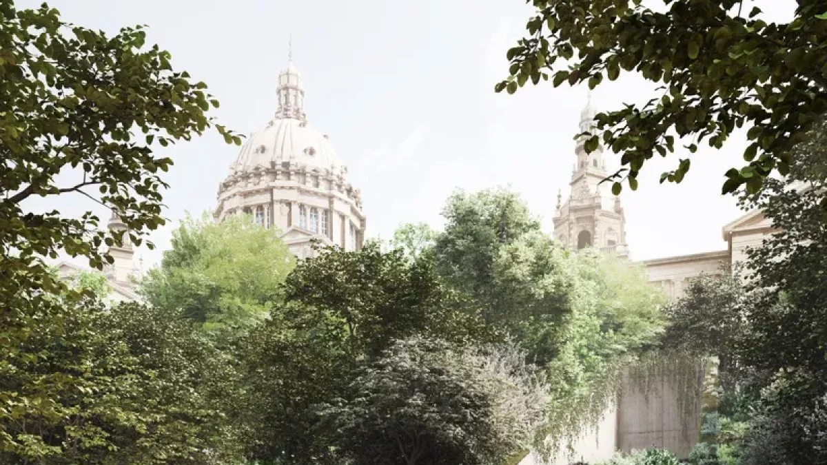 Una imatge del projecte amb la connexió dels dos edificis. - ACN-MNAC