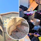 La part okupada, amb restes de vòmit i brossa