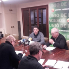 La roda de premsa d'UP aquest dimarts a Lleida.