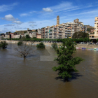 El riu Segre al seu pas per la ciutat de Lleida aquest dilluns,