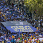 Imagen de la manifestación del sábado en Barcelona, con una gran pancarta contra el rey.