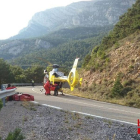 Imagen de archivo del rescate de un motorista accidentado en Guixers.
